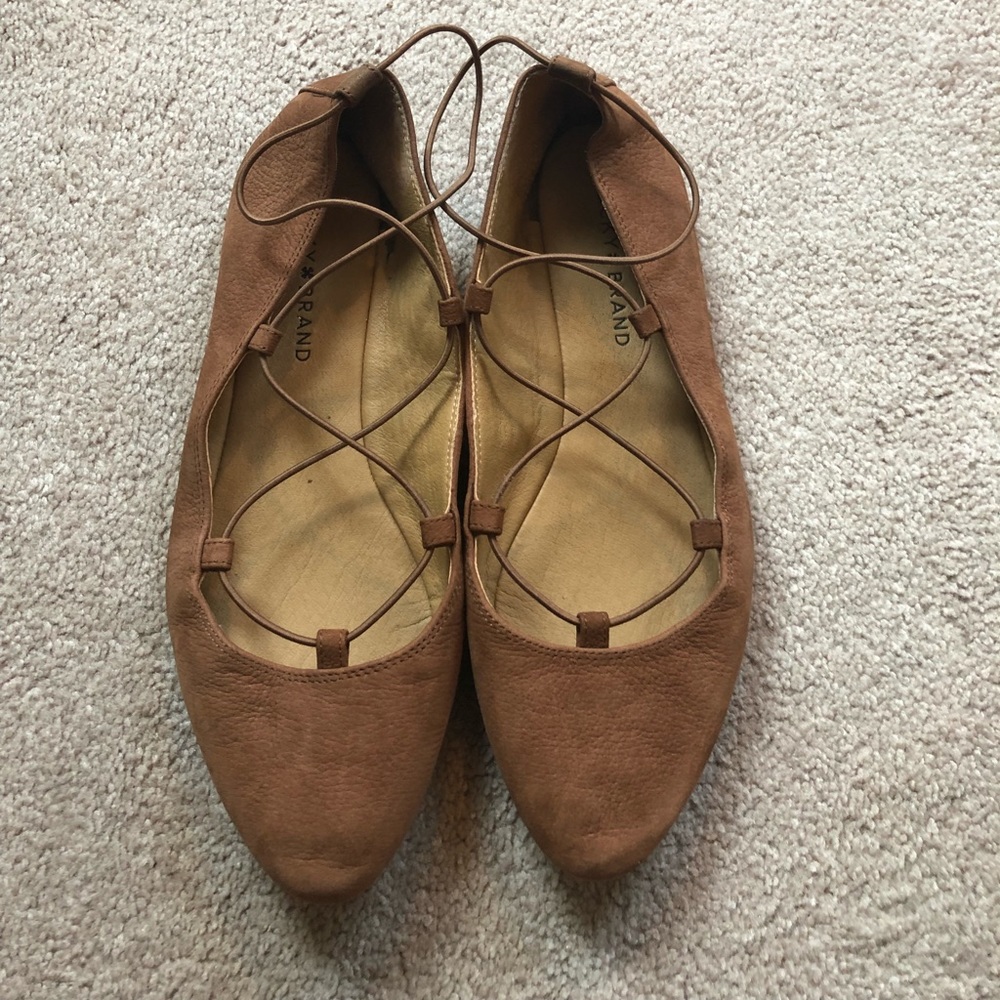 Brown leather Lucky Brand Lace up flats